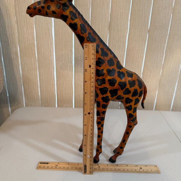 Vintage Leather  Elephant Giraffe Hippo and  Zebra Statues Figurines Lot Of 4 - Picture 14 of 16